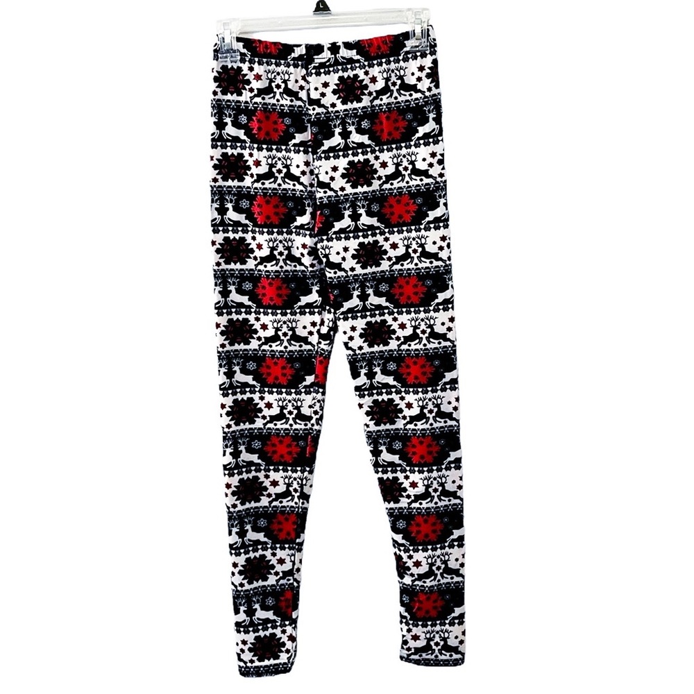 Leggings Depot Christmas/Holiday Leggings Elastic Waist Blue White Reindeer